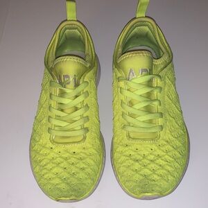 APL Neon Yellow Knit Lace-Up Athletic Sneakers